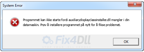 auxiliarydisplayclassinstaller.dll mangler