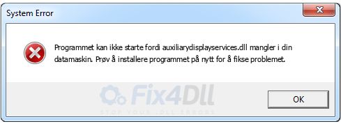 auxiliarydisplayservices.dll mangler