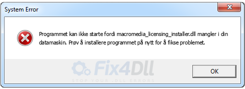 macromedia_licensing_installer.dll mangler