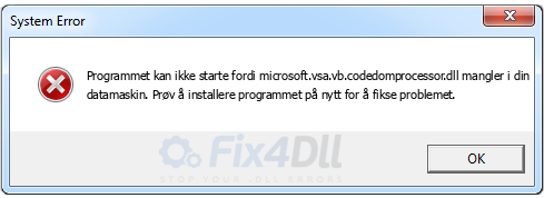 microsoft.vsa.vb.codedomprocessor.dll mangler