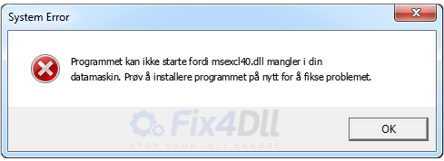 msexcl40.dll mangler